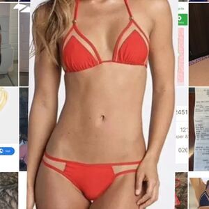 Red Brazilian Bikini set mesh 2 pcs set NEW SIZE M